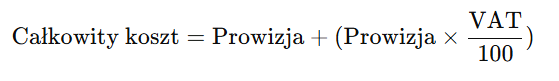 wzór, który wykorzystuje kalkulator prowizji od nieruchomości z podatkiem VAT