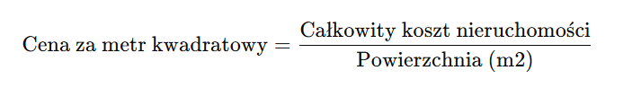 Wzór który używa kalkulator ceny za metr kwadratowy
